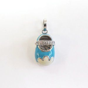 Enamel Baby Shoe Charm with CZs / Sterling Silver